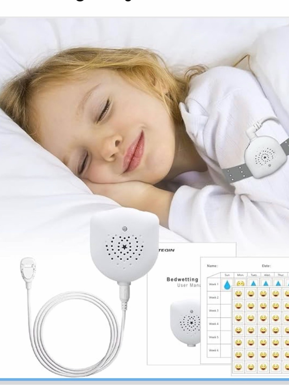 Bedwetting Alarm boy girl USB Rechargeable, Pee potty Alarm sensor for kids